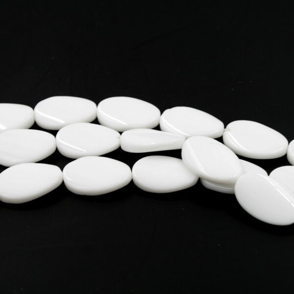 White Agate strand twist flat oval shape size 22x15mm