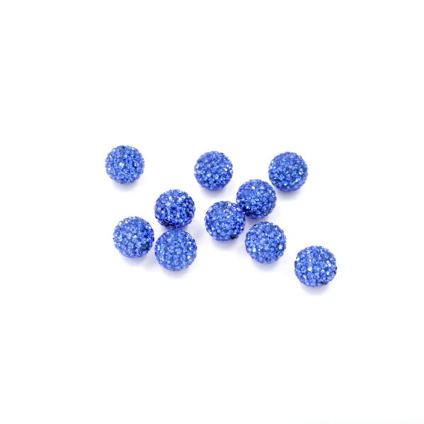 Zircon loose resin beads round shape passing hole size 14mm Sapphire color