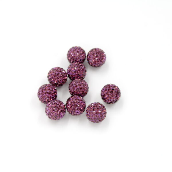 Zircon loose resin beads round shape passing hole size 14mm Violet color
