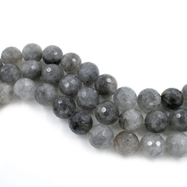Grey, Cloudy, Quartz strands faceted round beads 3mm to 20mm