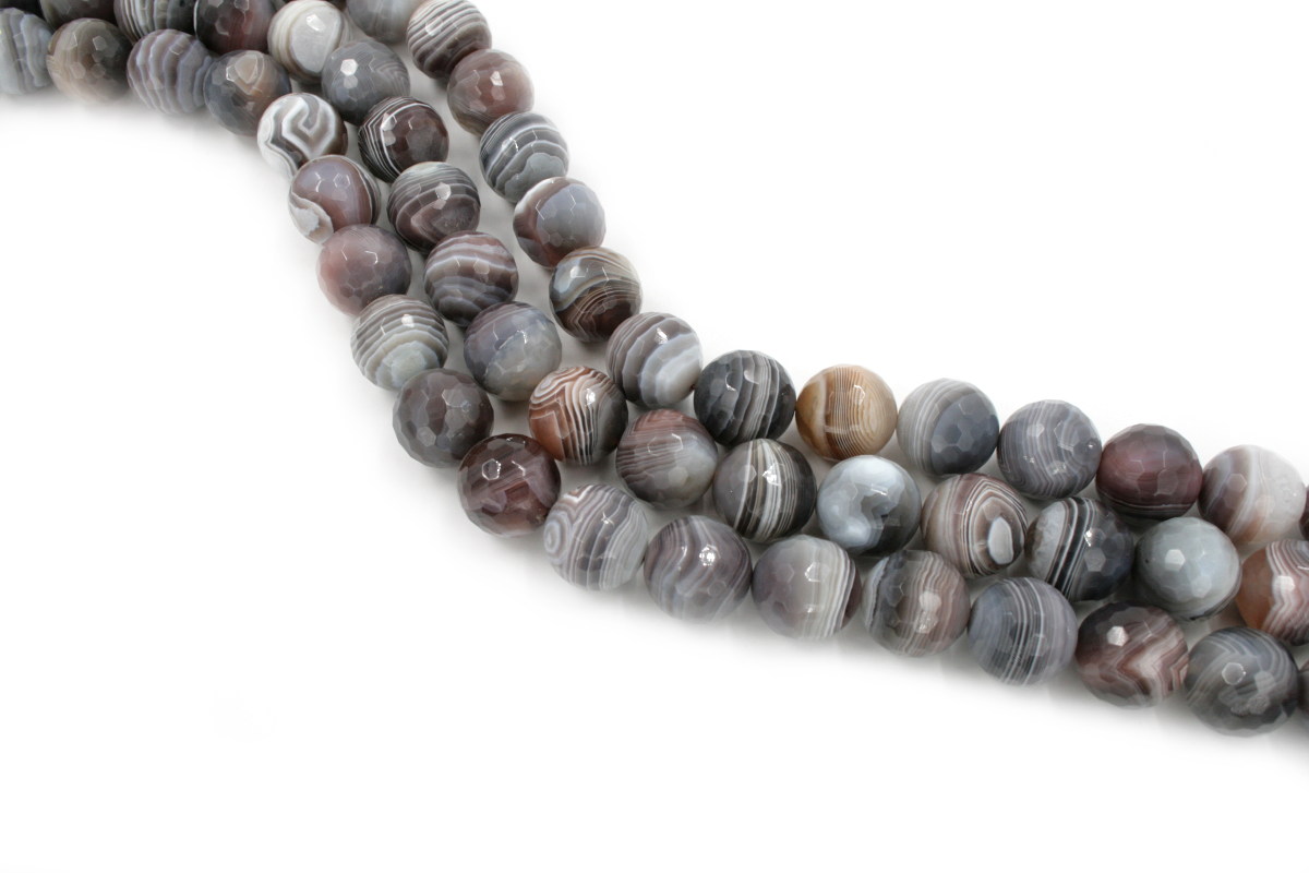 Botswana Agate strands faceted round shape size 20mm