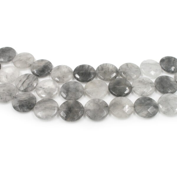 Cloudy quartz strands faceted coin shape size 25mm