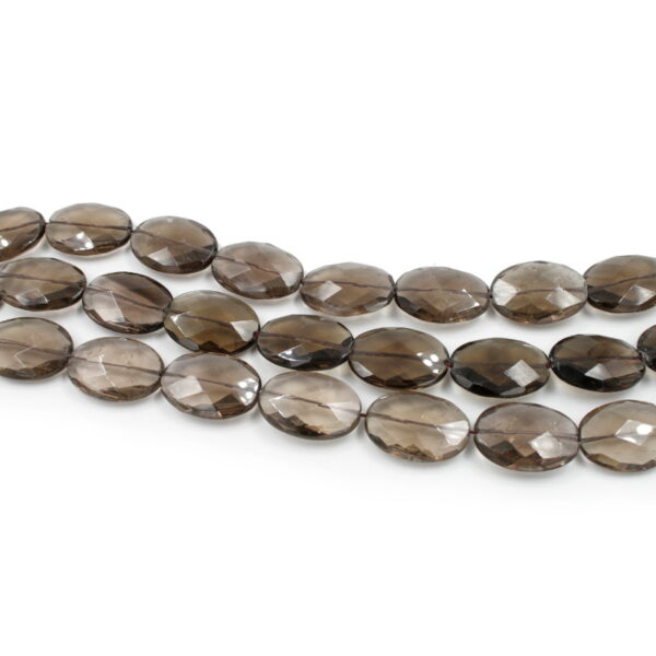 Smoky Quartz strands faceted oval shape size 25x18mm