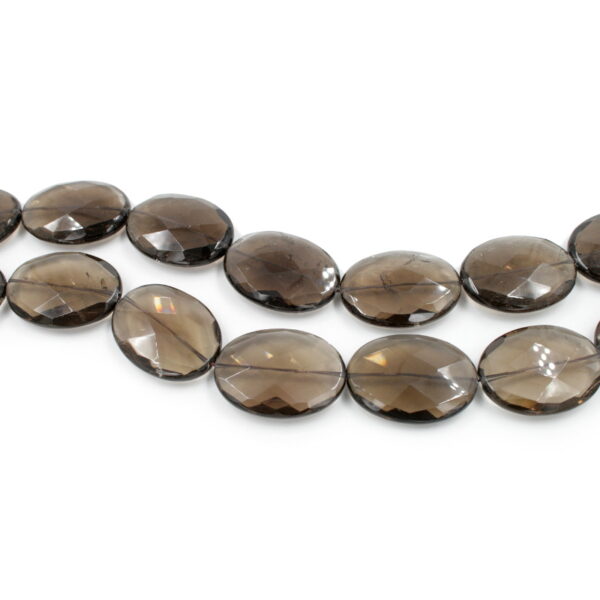 Smoky Quartz strands faceted oval shape size 40x30mm