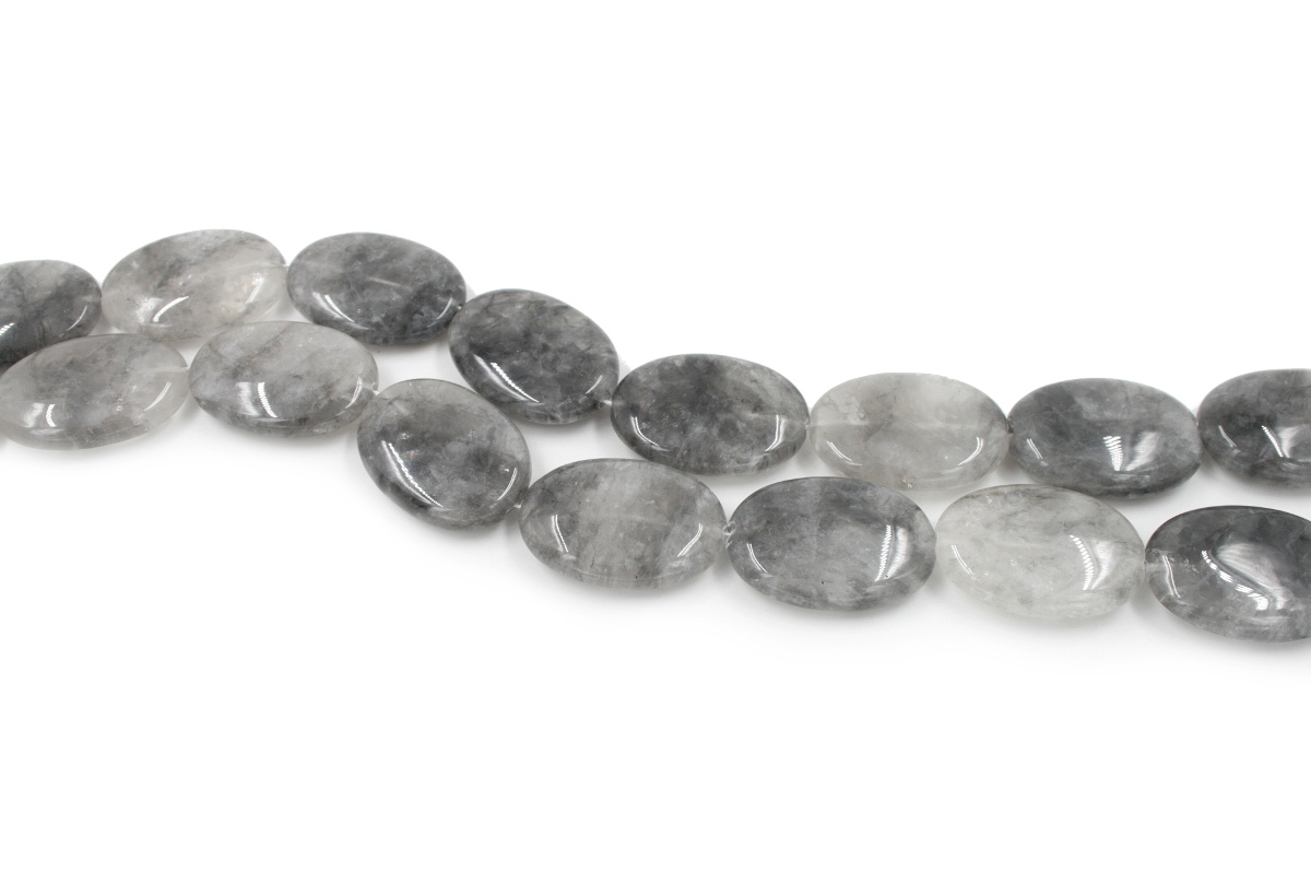 Cloudy quartz strands oval shape size 35x25mm