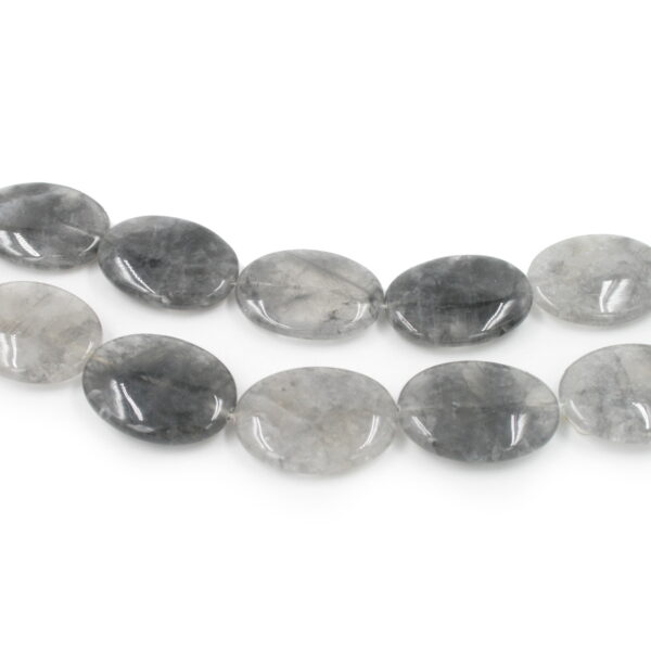Cloudy quartz strands flat oval shape size 40x30mm