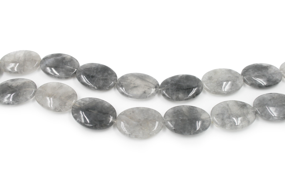 Cloudy quartz strands flat oval shape size 40x30mm