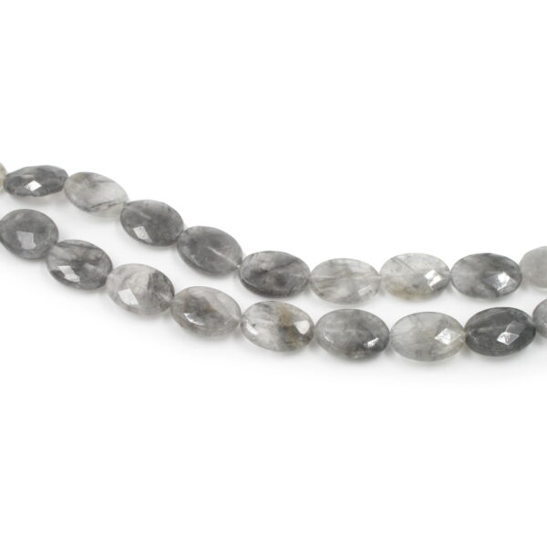 Cloudy quartz strands faceted flat oval shape size 20x15mm