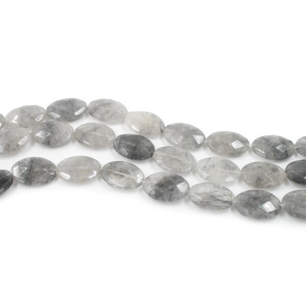 Cloudy quartz strands faceted flat oval shape size 25x18mm
