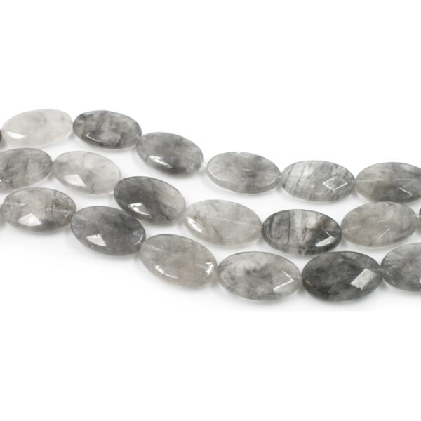 Cloudy quartz strands faceted flat oval shape size 30x20mm