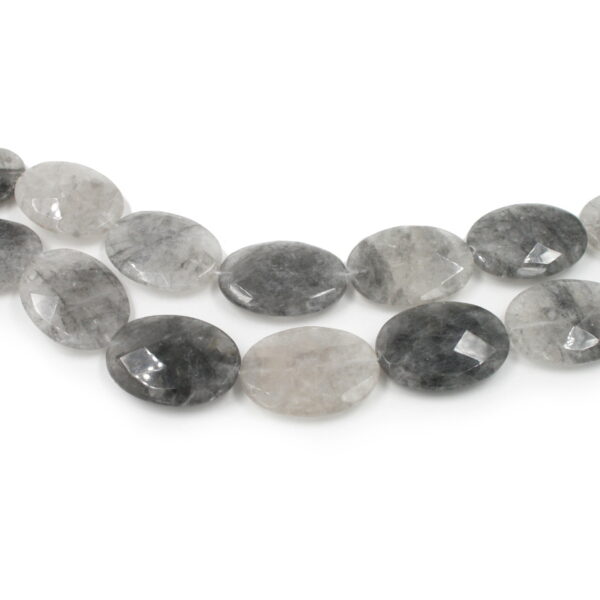 Cloudy quartz strands faceted flat oval shape size 40x30mm