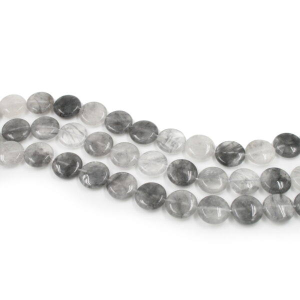 Cloudy quartz strands coin shape size 15mm