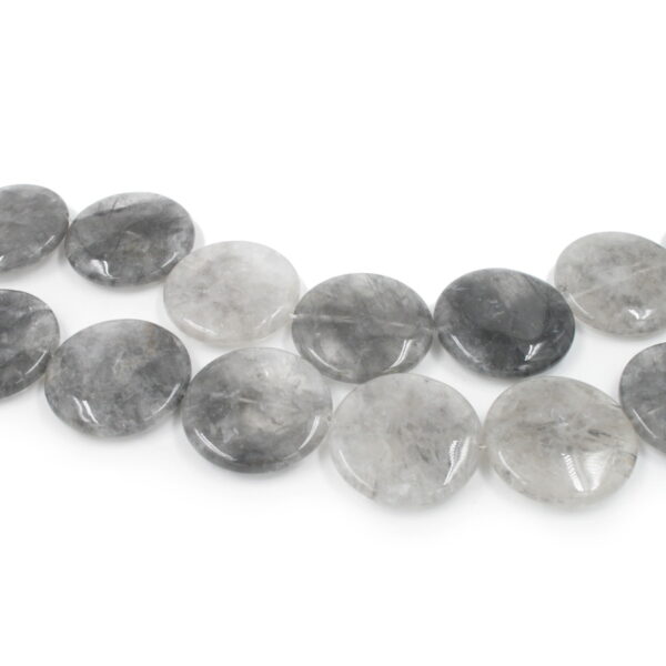 Cloudy quartz strands coin shape size 40mm
