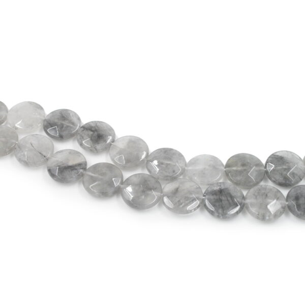 Cloudy quartz strands faceted coin shape size 18mm