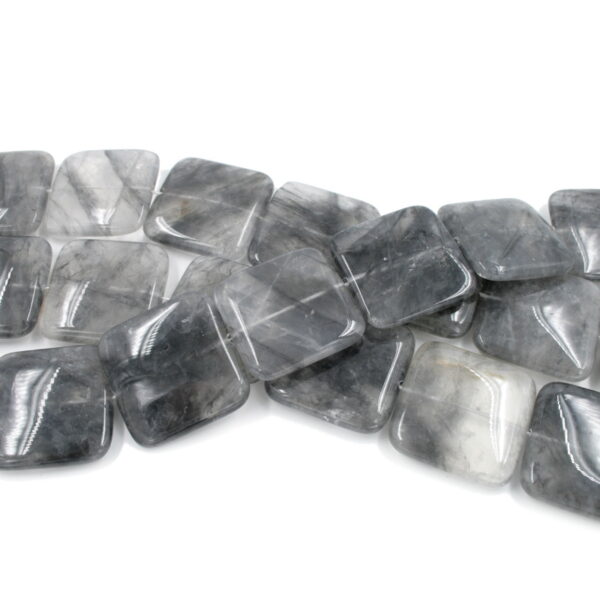Cloudy quartz strands square shape size 35mm