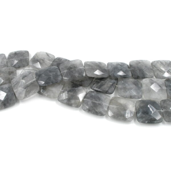 Cloudy quartz strands faceted square shape size 20mm