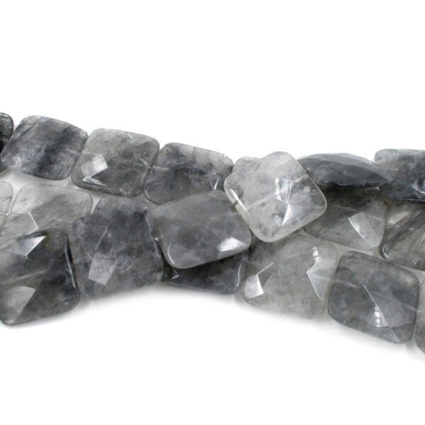 Cloudy quartz strands faceted square shape size 30mm