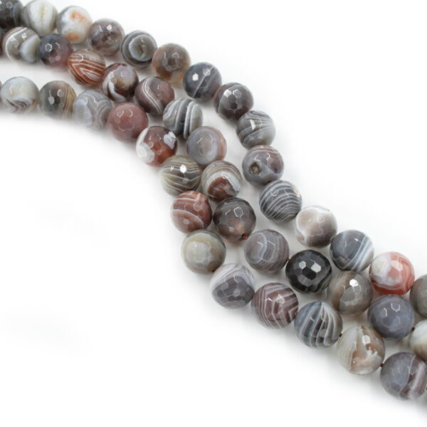 Botswana Agate strands faceted round shape size 10mm