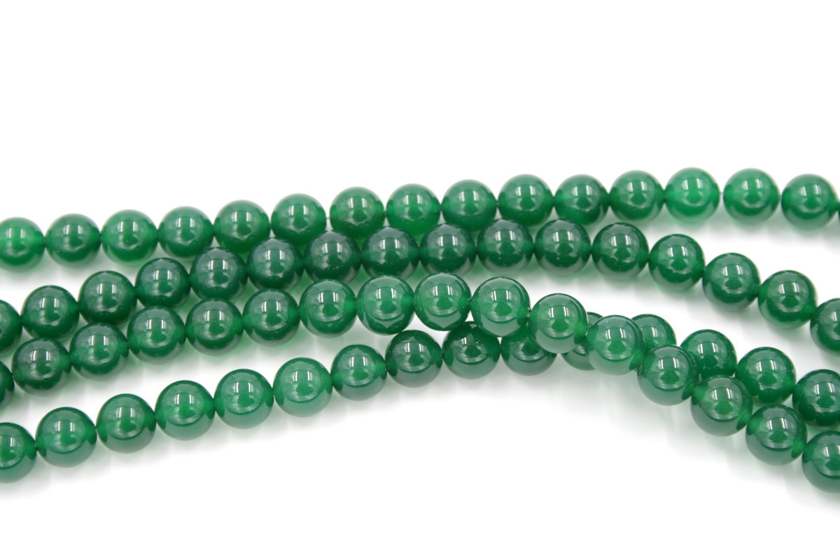 Green Agate strand round shape size 14mm