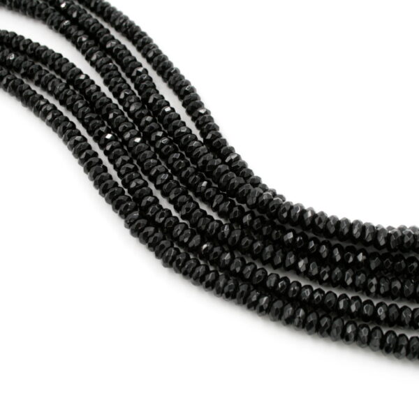 Black agate strands faceted washer shape size 6x3mm