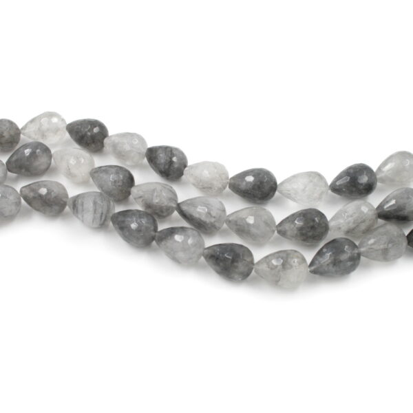 Cloudy quartz strands faceted drop shape size 20x15mm