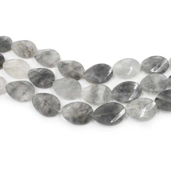 Cloudy quartz strands faceted flat twist oval shape size 30x22mm