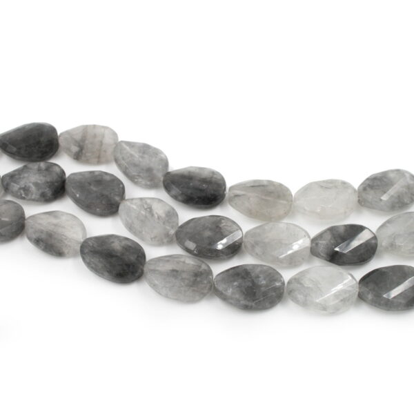 Cloudy quartz strands faceted flat twist oval shape size 25x18mm