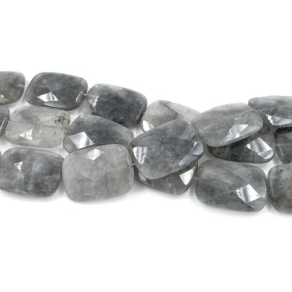 Cloudy quartz strands faceted rectangular shape size 40x30mm