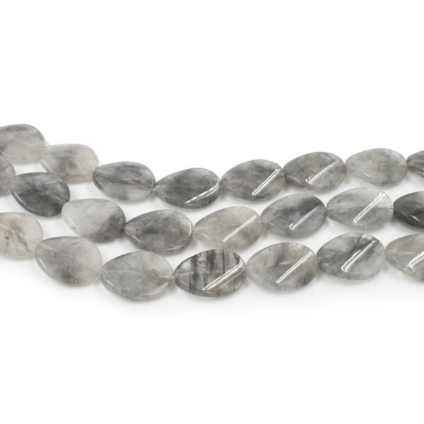 Cloudy quartz strands flat twist oval shape size 30x22mm