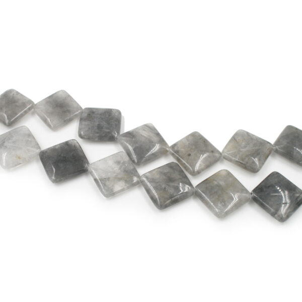 Cloudy quartz strands rhombus shape size 30mm - Corner Hole
