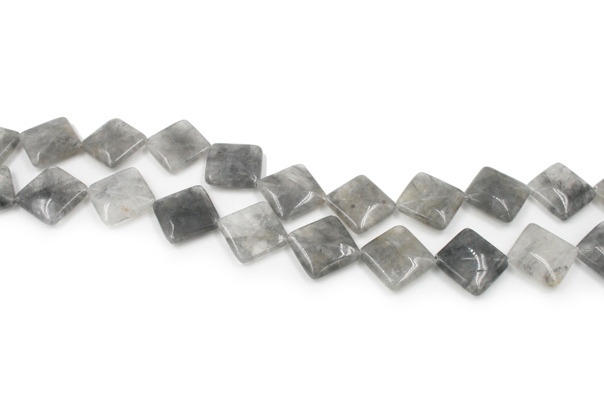 Cloudy quartz strands rhombus shape size 30mm - Corner Hole