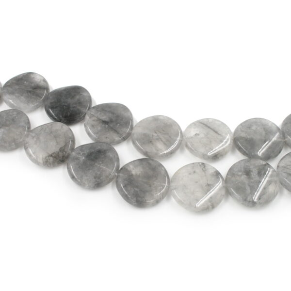 Cloudy quartz strands twist coin shape size 30mm