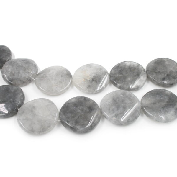Cloudy quartz strands twist coin shape size 40mm