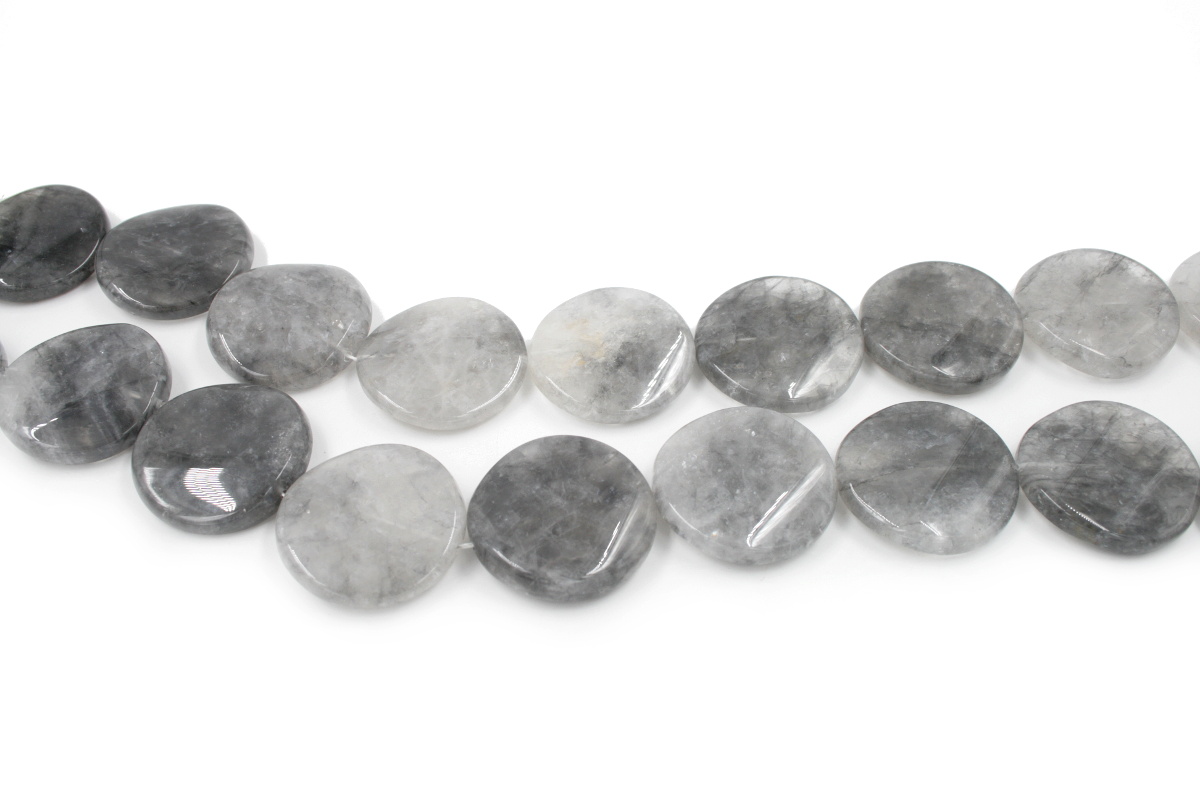Cloudy quartz strands twist coin shape size 40mm