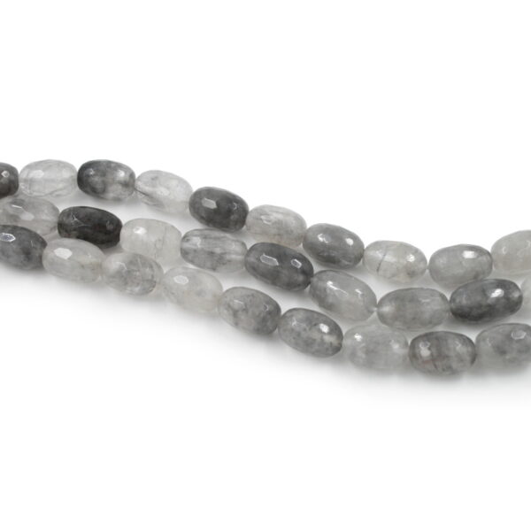 Cloudy quartz fili olive sfaccettate 15x10mm