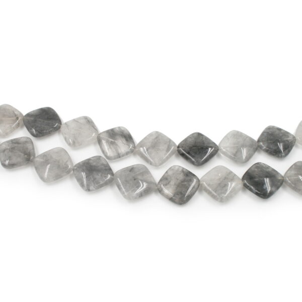 Cloudy quartz strands rhombus shape size 20mm - Corner Hole