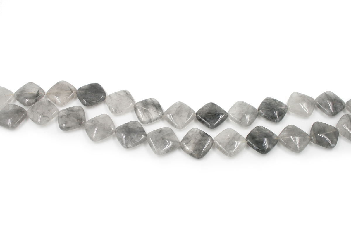Cloudy quartz strands rhombus shape size 20mm - Corner Hole