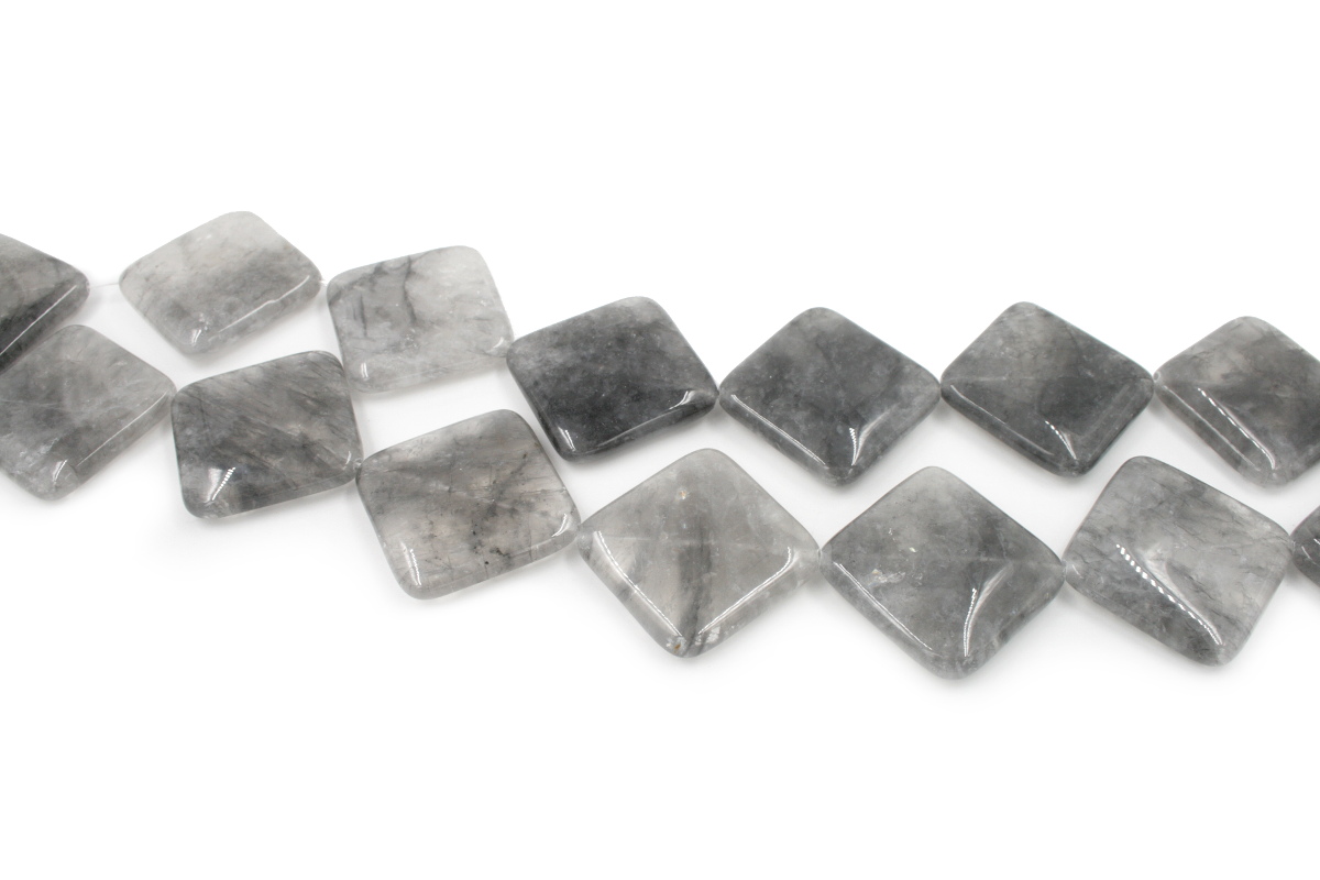 Cloudy quartz strands rhombus shape size 40mm - Corner Hole