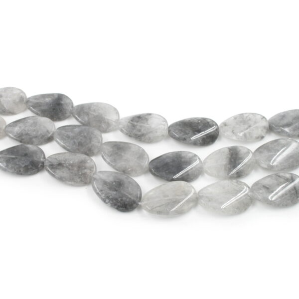 Cloudy quartz strands flat twist oval shape size 30x20mm