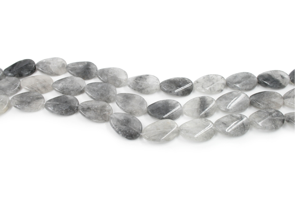 Cloudy quartz strands flat twist oval shape size 30x20mm