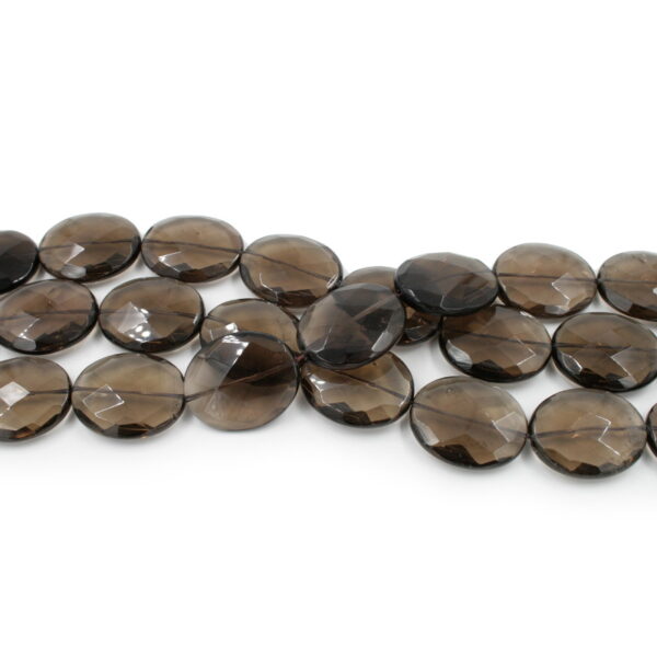 Quarzo fumè fili flat oval sfaccettati 30x25mm
