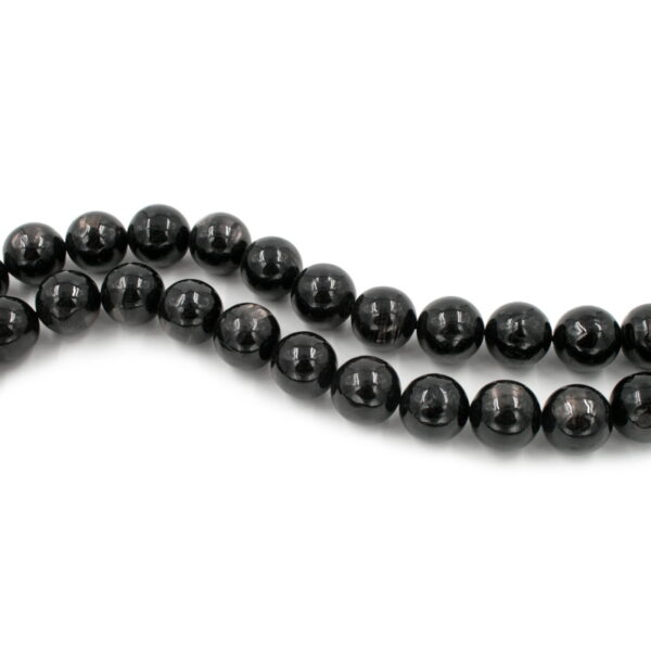 Black Silver strands round shape size 16mm