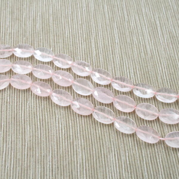 Quarzo rosa fili flat oval sfaccettati 14x10mm