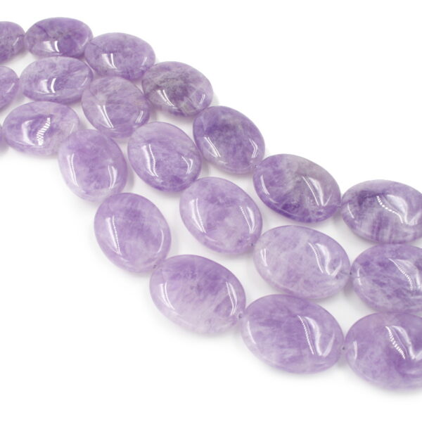 Lavender Amethyst strands flat oval shape size 40x30mm