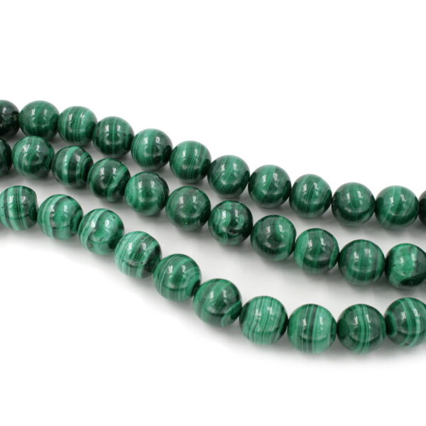 Malachite strands round shape size 14mm – A Quality