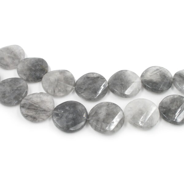 Cloudy quartz strands faceted twist coin shape size 30mm