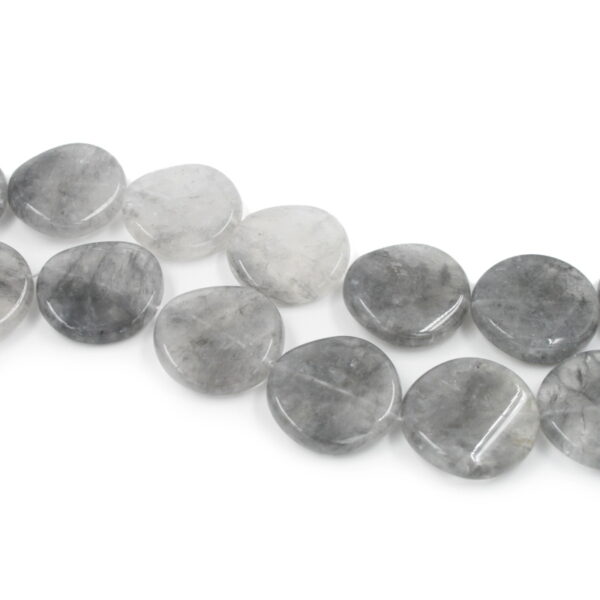 Cloudy quartz strands twist coin shape size 30mm