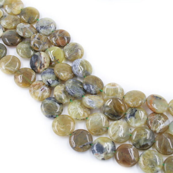 Green Opal Strands coin shape size 14mm