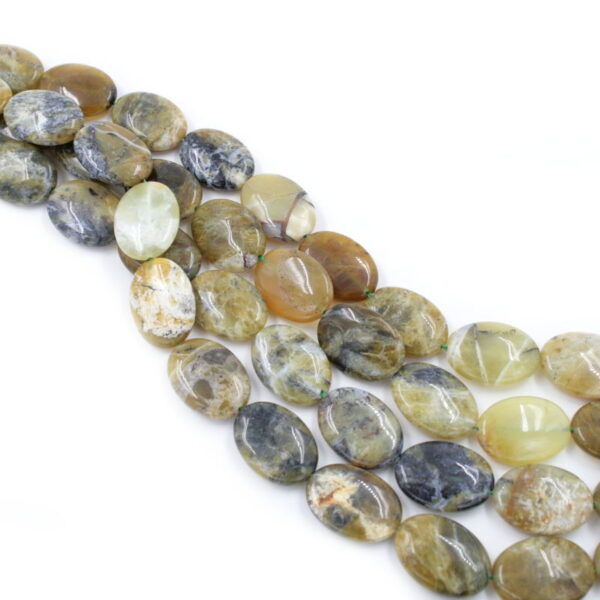 Green Opal Strands flat oval shape size 25x18mm