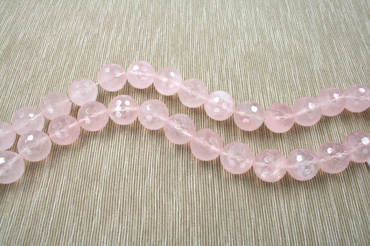 Pink Quartz strands faceted round shape size 20mm